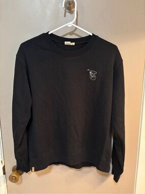 Koala Ten Tree Black Crewneck Sweatshirt with Small Embroidered Graphic.